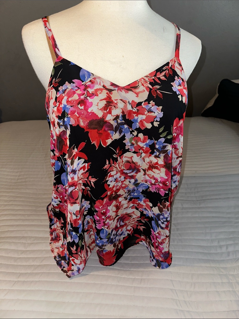 torrid Black Floral V-Neck Spaghetti Strap Cami